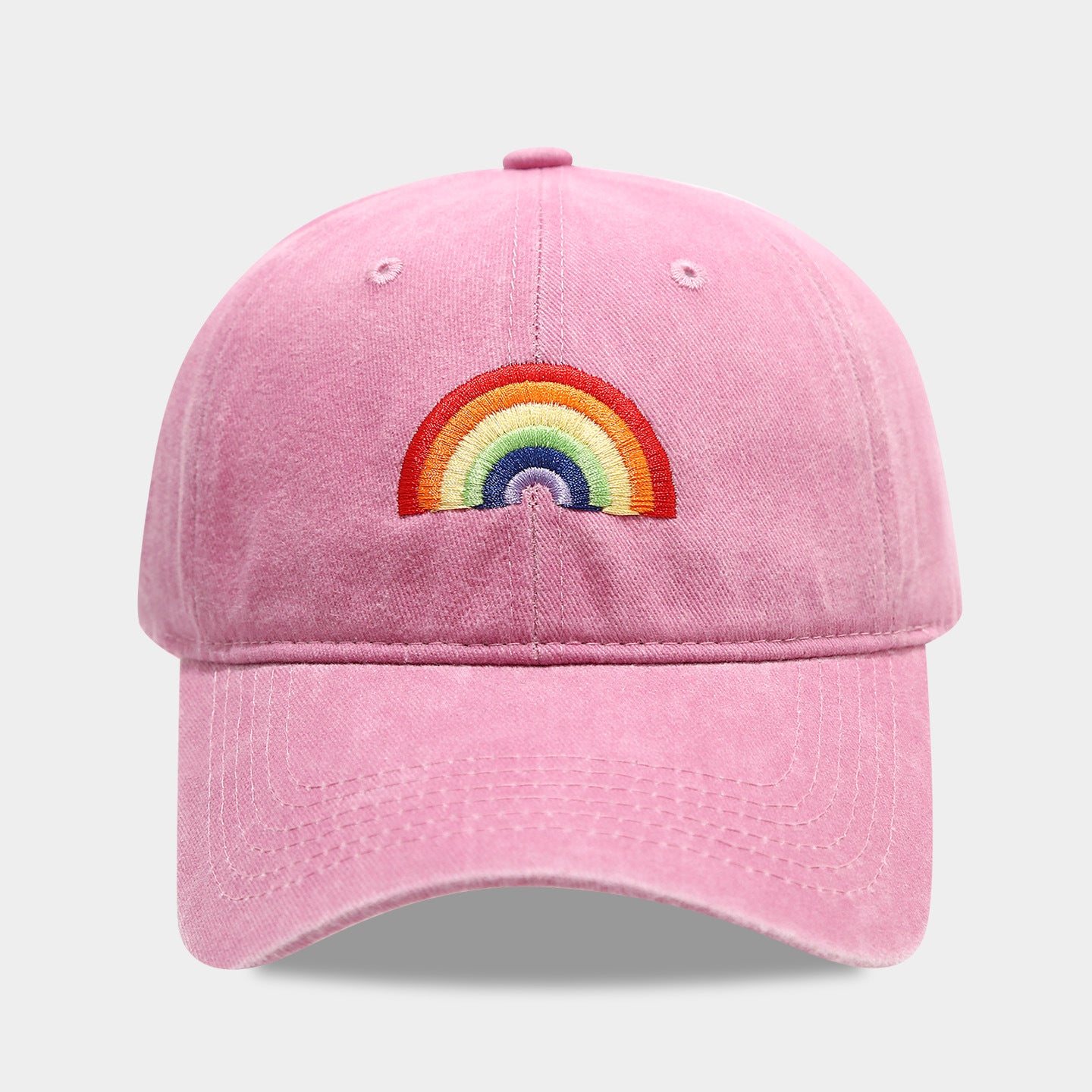 Wholesale Rainbow embroidered soft top cap for men and women